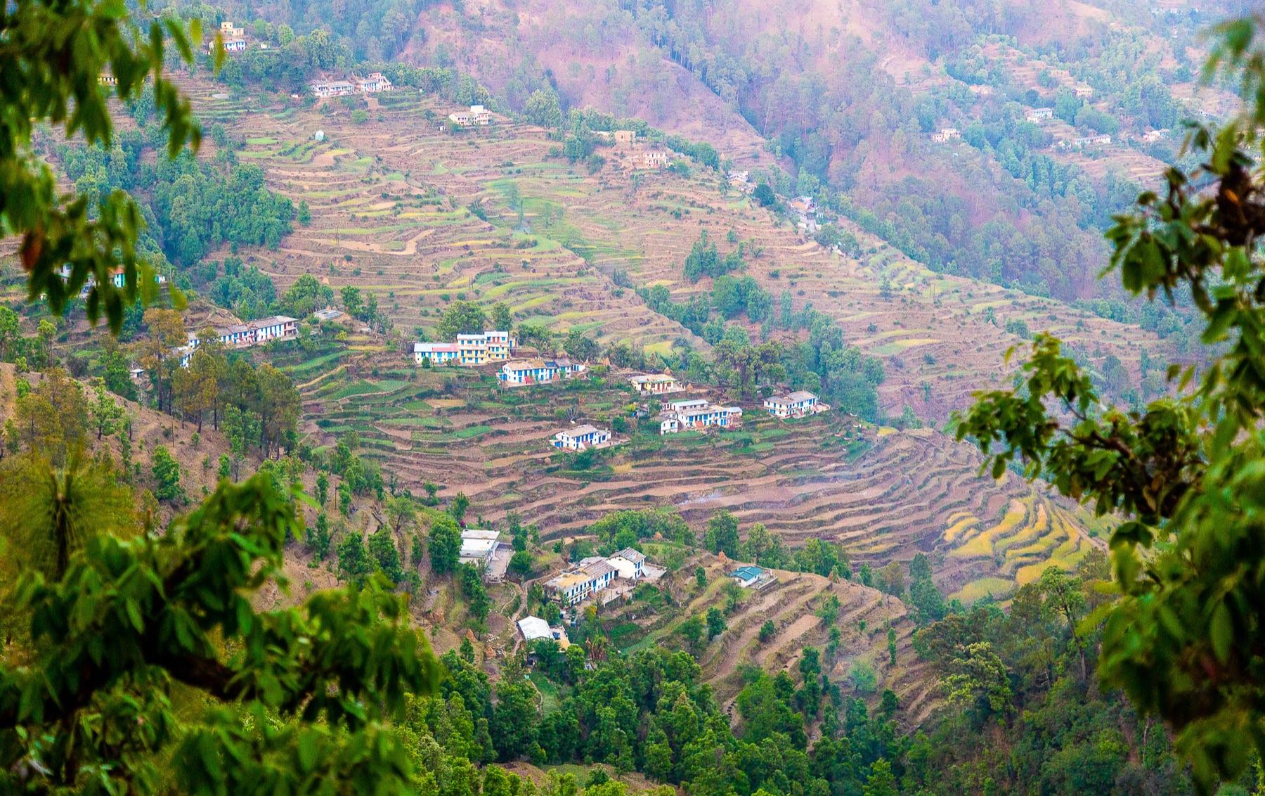 Kunja — village homes scattered across the terraced hillsides